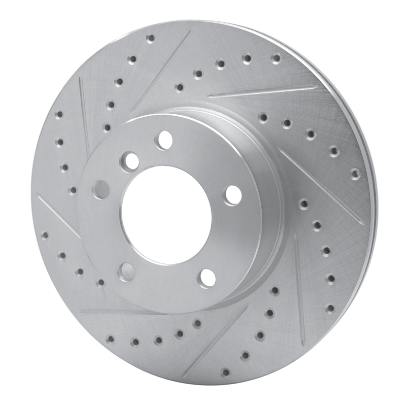 BMW 228I xDrive Brake Rotor (1) - Front Left - R1 Concepts - Drilled & Slotted - Silver - `07-`21